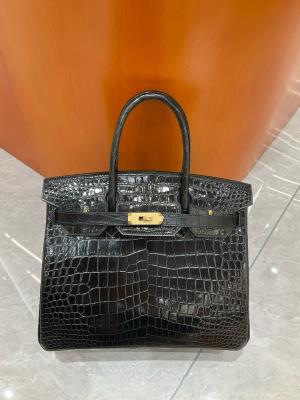 cheap quality Hermes Birkin 30 shinny Niloticus Crocodile 89 Noir GHD